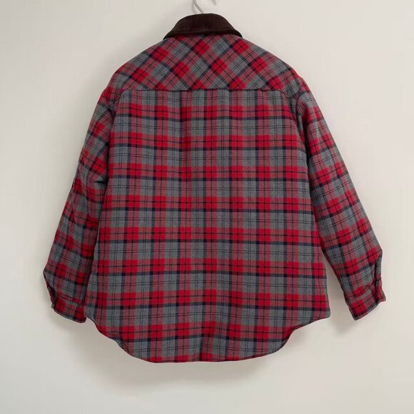 Red and Gray Checkered Down Vintage Jacket - Picture 6 of 10